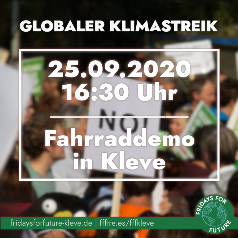 Globaler Klimastreik am 25.09. – Fahrraddemo mit offizieller Büroeröffnung von Fridays for Future Kleve