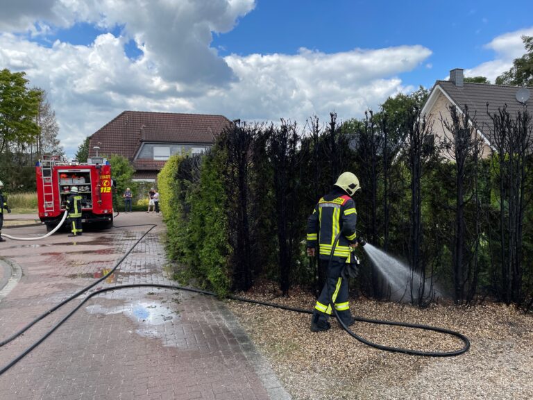 Kranenburg: Thuja-Hecke durch Flämmarbeiten in Brand geraten